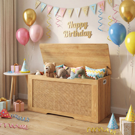Kids Storage Bench 40 Inch Toy Box with Flip Top and Handles-Natural W2B