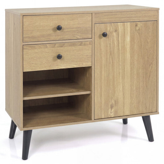 31" Sideboard Cabinet with 2 Open Compartments and 2 Drawers-Natrual W2B