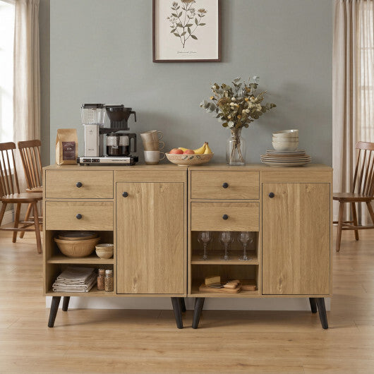 31" Sideboard Cabinet with 2 Open Compartments and 2 Drawers-Natrual W2B
