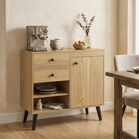 31" Sideboard Cabinet with 2 Open Compartments and 2 Drawers-Natrual W2B