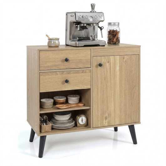 31" Sideboard Cabinet with 2 Open Compartments and 2 Drawers-Natrual W2B
