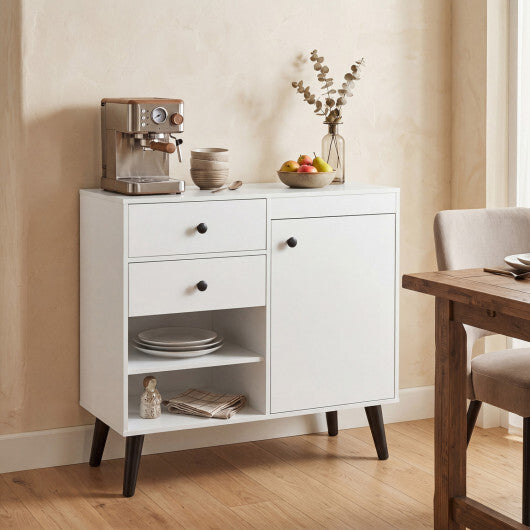 31" Sideboard Cabinet with 2 Open Compartments and 2 Drawers-Natrual W2B