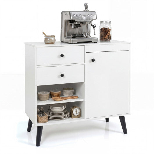 31" Sideboard Cabinet with 2 Open Compartments and 2 Drawers-Natrual W2B