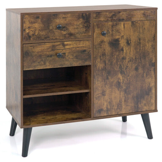 31" Sideboard Cabinet with 2 Open Compartments and 2 Drawers-Natrual W2B
