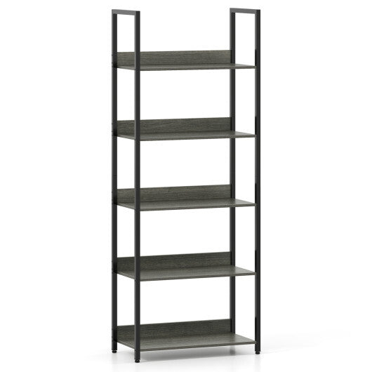 5-Tier Bookshelf Tall Wooden Open Bookcase with Back Panels-Oak W2B