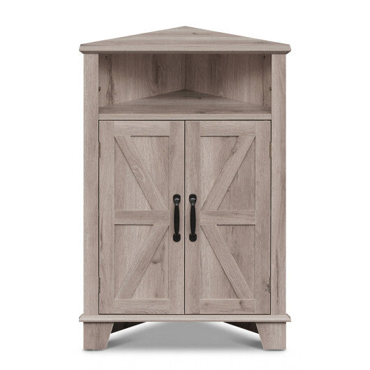 4-Tier Corner Storage Cabinet with Open Shelf-RusticBrown W2B
