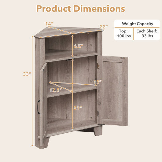 4-Tier Corner Storage Cabinet with Open Shelf-RusticBrown W2B