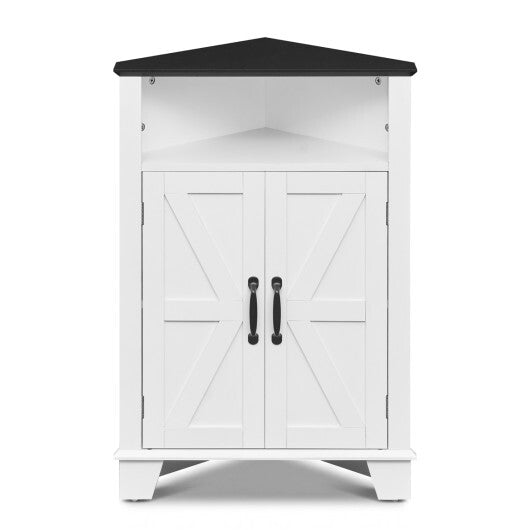 4-Tier Corner Storage Cabinet with Open Shelf-RusticBrown W2B
