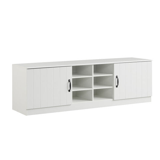 2-Door Shoe Bench Storage Cabinet with Adjustable Shelves-White W2B