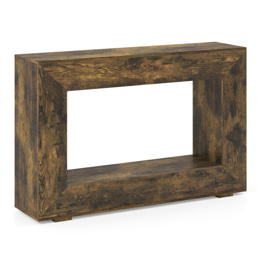 47" 2-Tier Farmhouse Console Table with Open Storage Shelf for Living Room-Rustic Brown W2B