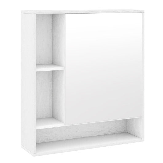 Wall Mounted  Bathroom Cabinet with Mirror Single Door-White W2B