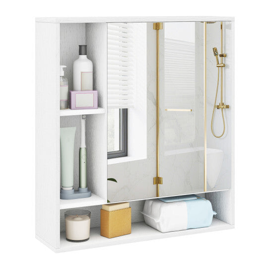 Wall Mounted  Bathroom Cabinet with Mirror Single Door-White W2B