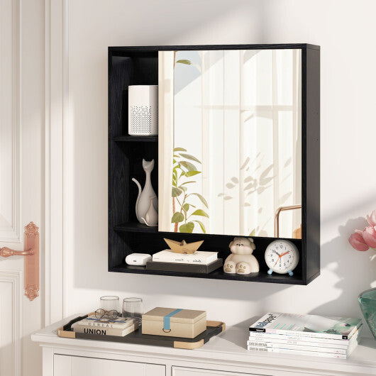 Wall Mounted  Bathroom Cabinet with Mirror Single Door-White W2B