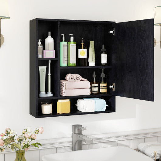 Wall Mounted  Bathroom Cabinet with Mirror Single Door-White W2B