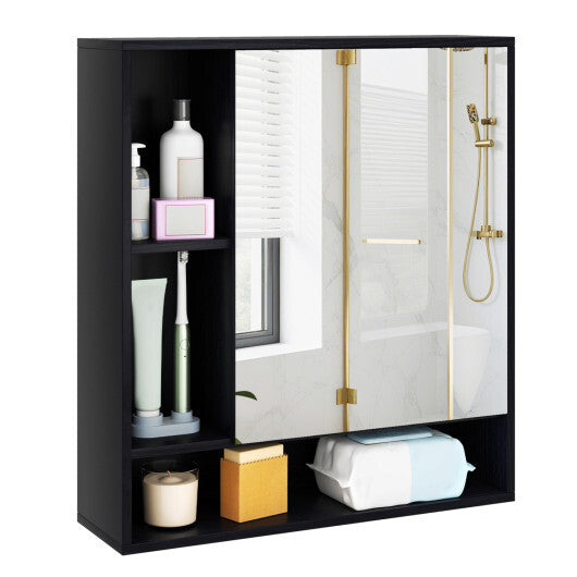 Wall Mounted  Bathroom Cabinet with Mirror Single Door-White W2B