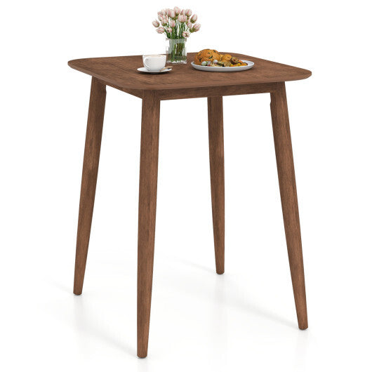 36 Inch Counter Height Bar Table Wooden High Top Pub Table with Solid Rubber Wood Legs-Walnut W2B