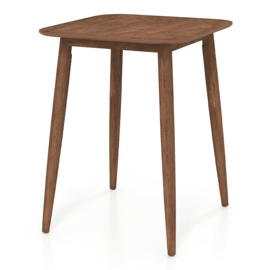 36 Inch Counter Height Bar Table Wooden High Top Pub Table with Solid Rubber Wood Legs-Walnut W2B