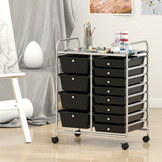 12-Drawer Utility Rolling Cart with Drawers Multi-Use Storage-White W2B