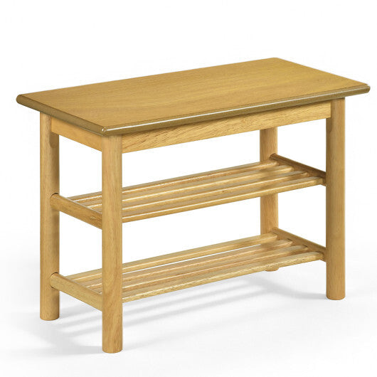 Shoe Rack Bench 3-Tier Rubberwood Shoe Changing Bench-Natrual W2B