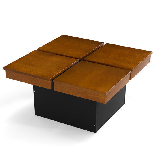 Square Coffee Table Mid Century Modern Center Table-Walnut W2B