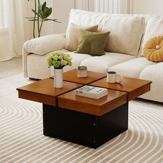 Square Coffee Table Mid Century Modern Center Table-Walnut W2B