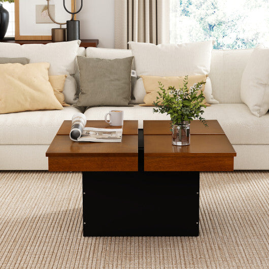 Square Coffee Table Mid Century Modern Center Table-Walnut W2B