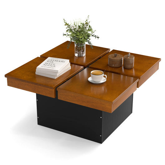 Square Coffee Table Mid Century Modern Center Table-Walnut W2B