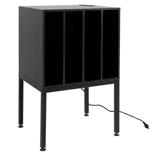 Turntable Record Player Stand with Power Outlets-Black W2B