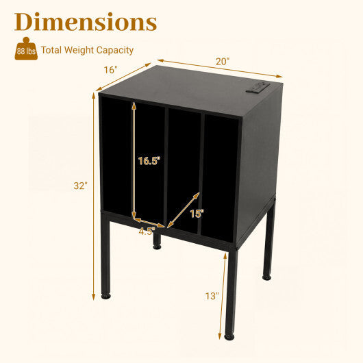 Turntable Record Player Stand with Power Outlets-Black W2B