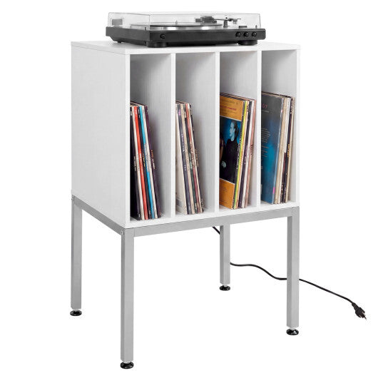 Turntable Record Player Stand with Power Outlets-Black W2B
