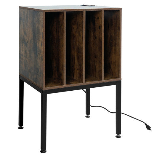 Turntable Record Player Stand with Power Outlets-Black W2B