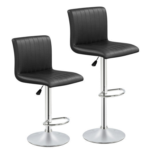 Bar Stools Set of 2 Adjustable Swivel Barstools with Back and Footrest-Black W2B