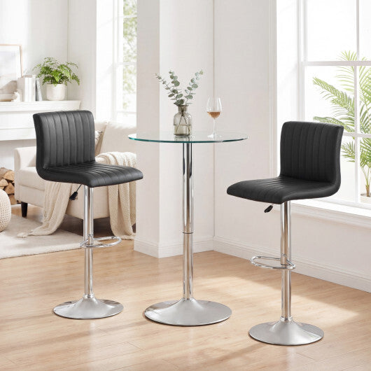 Bar Stools Set of 2 Adjustable Swivel Barstools with Back and Footrest-Black W2B