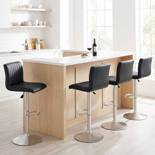 Bar Stools Set of 2 Adjustable Swivel Barstools with Back and Footrest-Black W2B
