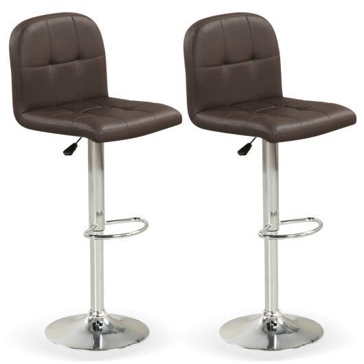 Swivel Bar Stools Set of 2 with Footrests and Metal Base-Black W2B