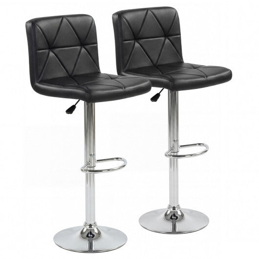 Adjustable Swivel Barstools Set of 2 with Back and Footrest-Black W2B