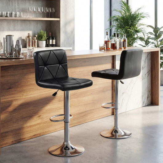 Adjustable Swivel Barstools Set of 2 with Back and Footrest-Black W2B