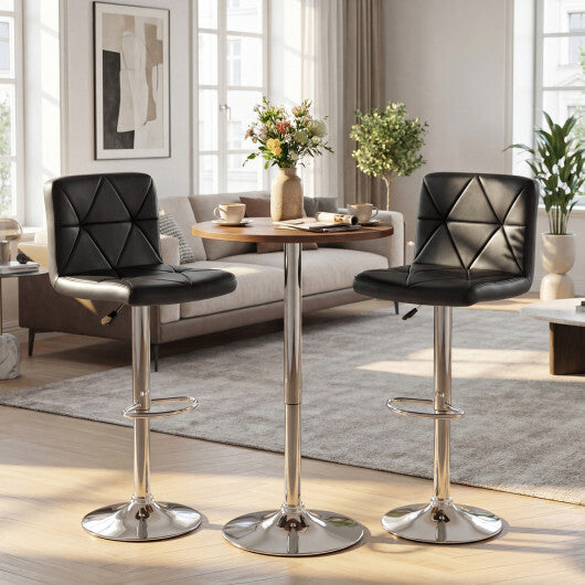 Adjustable Swivel Barstools Set of 2 with Back and Footrest-Black W2B