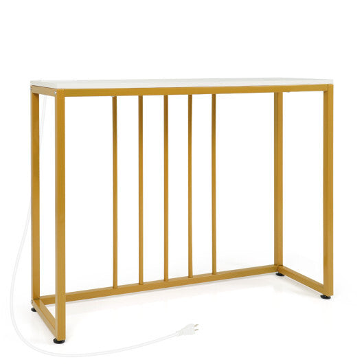 39"Modern Console Table with Built-in Charging Station-White W2B