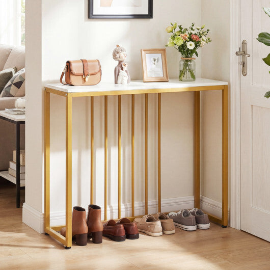39"Modern Console Table with Built-in Charging Station-White W2B