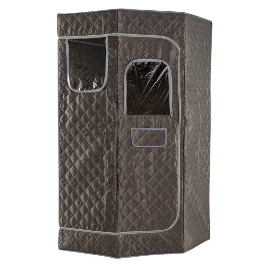 3L Portable Steam Sauna for Home Fast-Heat with 9-Level Remote Control and Folding Chair-Gray W2B