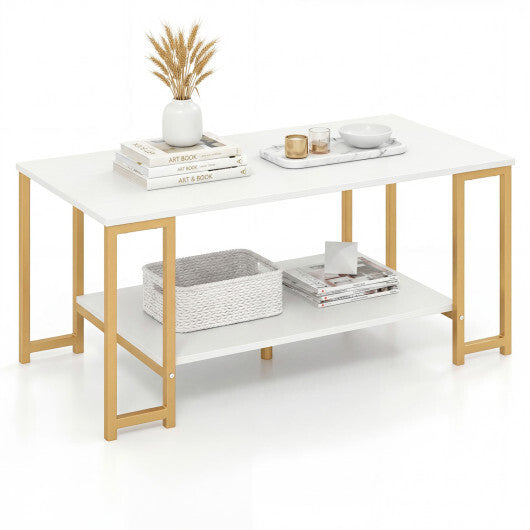 Modern Accent Table with Open Storage Shelf for Apartment and Lounge-White W2B