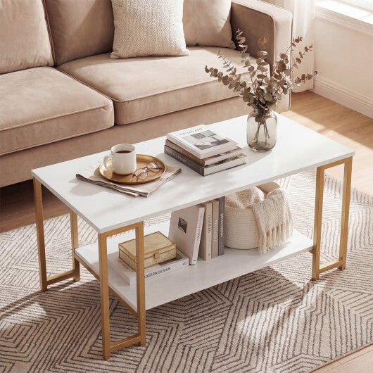 Modern Accent Table with Open Storage Shelf for Apartment and Lounge-White W2B
