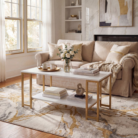 Modern Accent Table with Open Storage Shelf for Apartment and Lounge-White W2B