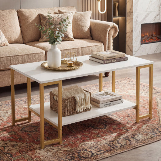Modern Accent Table with Open Storage Shelf for Apartment and Lounge-White W2B