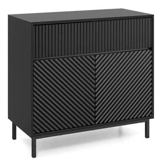 32" Wide Buffet Cabinet with 2 Doors and 1 Drawer for Kitchen-Black W2B