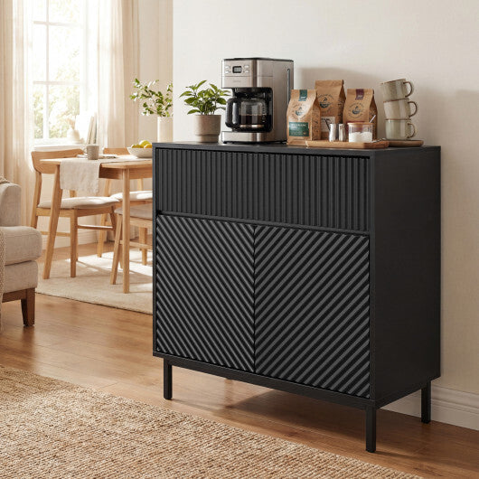 32" Wide Buffet Cabinet with 2 Doors and 1 Drawer for Kitchen-Black W2B