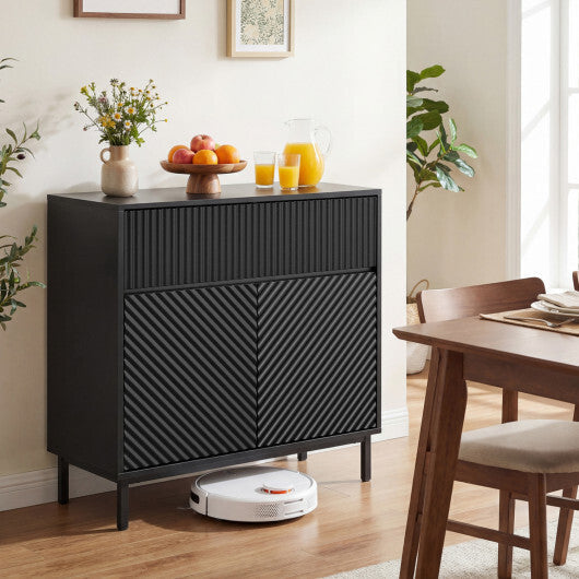 32" Wide Buffet Cabinet with 2 Doors and 1 Drawer for Kitchen-Black W2B