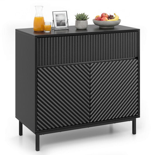 32" Wide Buffet Cabinet with 2 Doors and 1 Drawer for Kitchen-Black W2B