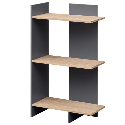 3 Tier Wooden Bookshelf with Anti-Tipping Kit-Oak W2B